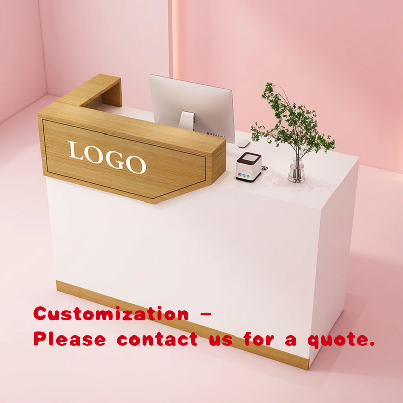 Reception Desk Counter - 木製ホテル受付デスク モダンオフィスフロントカウンター サイズ1m カスタム受付テーブル