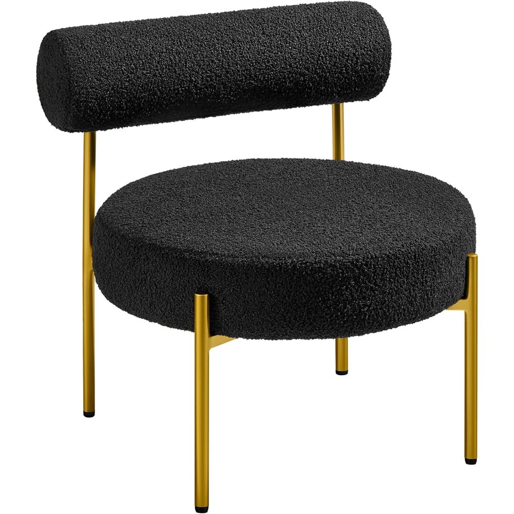 Office Furniture Home - 寝室、化粧、またはホームオフィス用のゴールドの脚が付いたエレガントな化粧椅子、ブラック