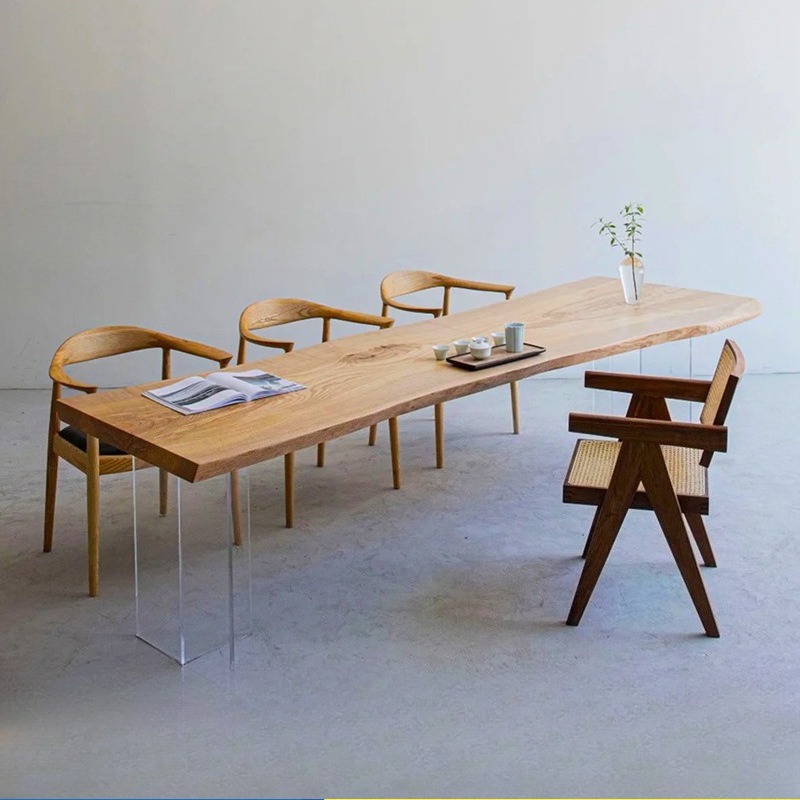 北欧無垢材アクリルフローティングテーブルモダンシンプルスタデ - Office Furniture Home のレビューと価格