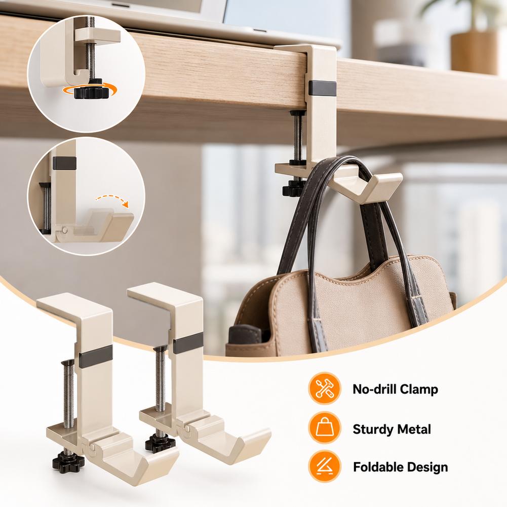 ドリル不要の折りたたみ式デスクフック、バッグハンガーフック、 - Office Furniture Brands のレビューと価格
