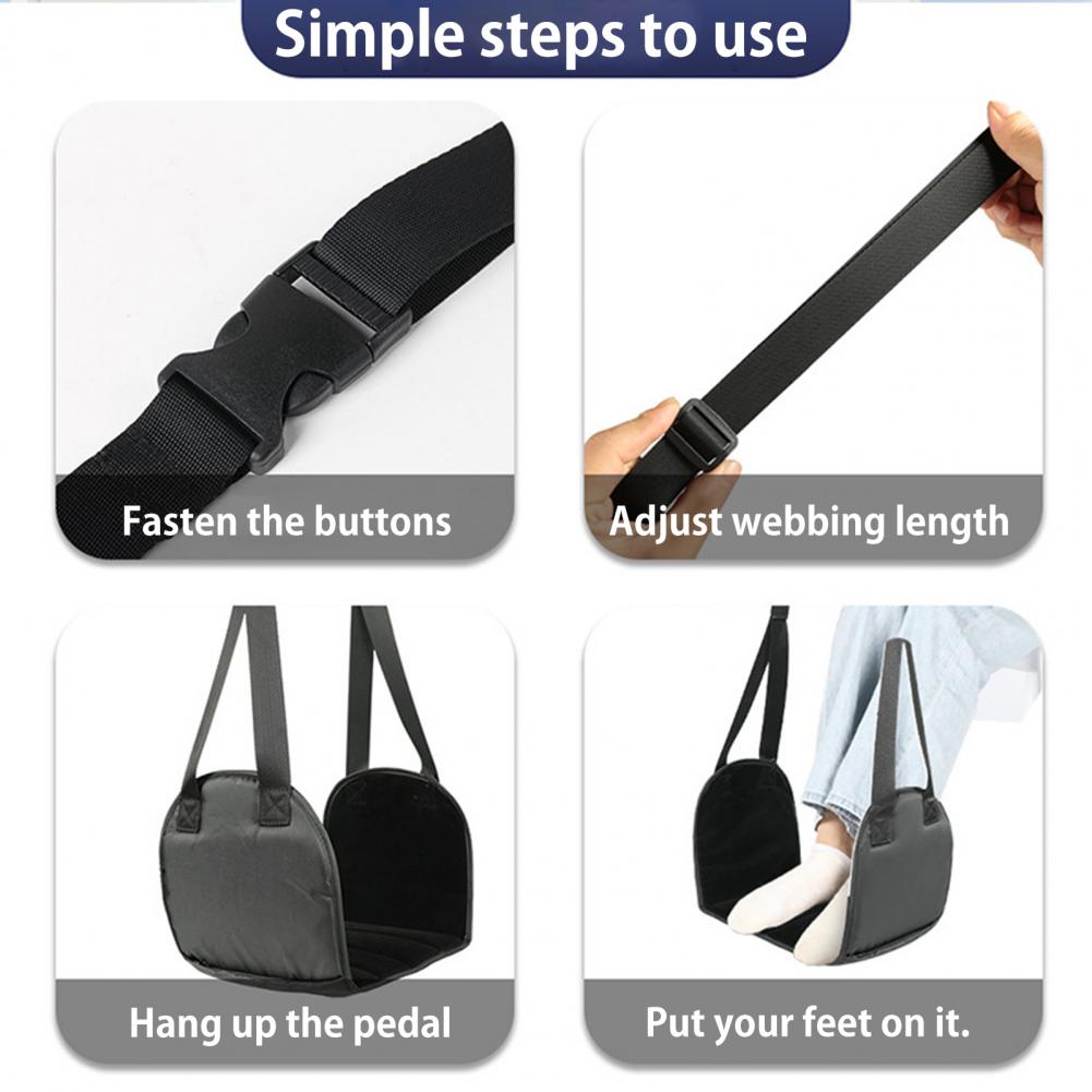 飛行機用フットハンモック 長さ調節可能 幅広プラットフォーム - Under Desk Hammock のレビューと価格