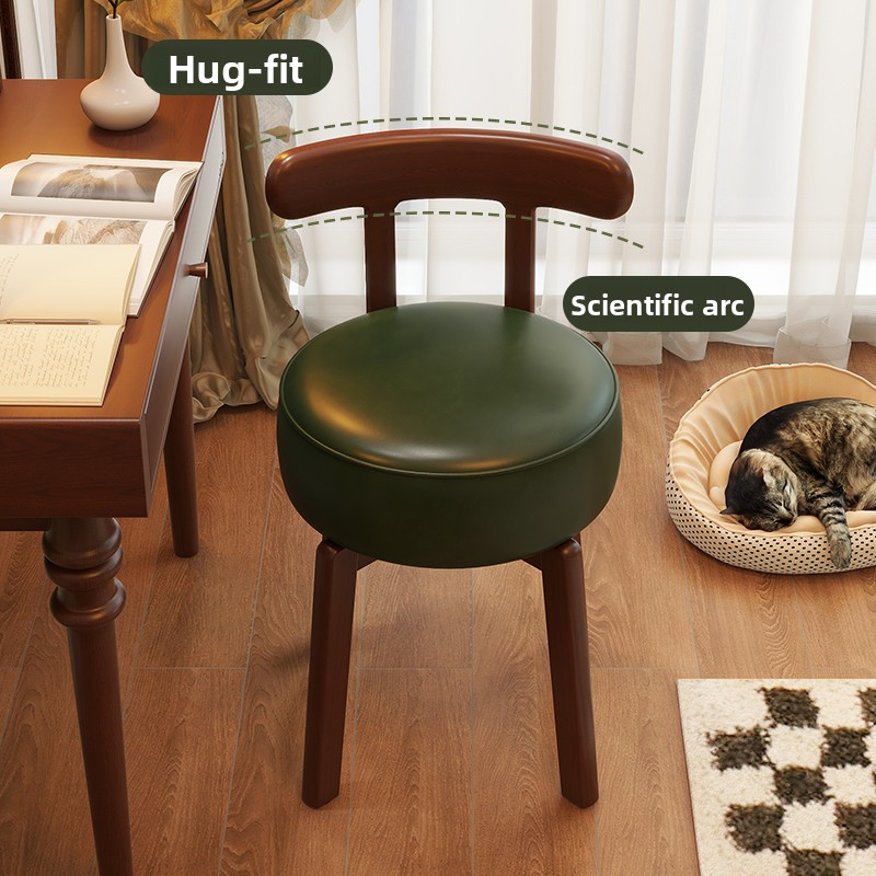 無垢材回転式ドレッシングチェア、革製クッション、寝室用ドレッ - Office Furniture Home のレビューと価格